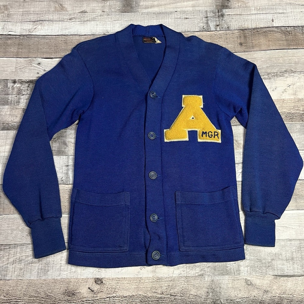 Manager Cardigan Men's Size 36 Blue Vintage 50s 60s Wilson Outerwear